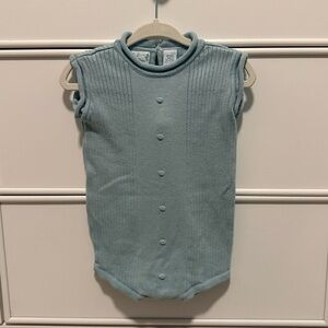 Ribbed Sleeveless Baby Boy Romper - Light Blue